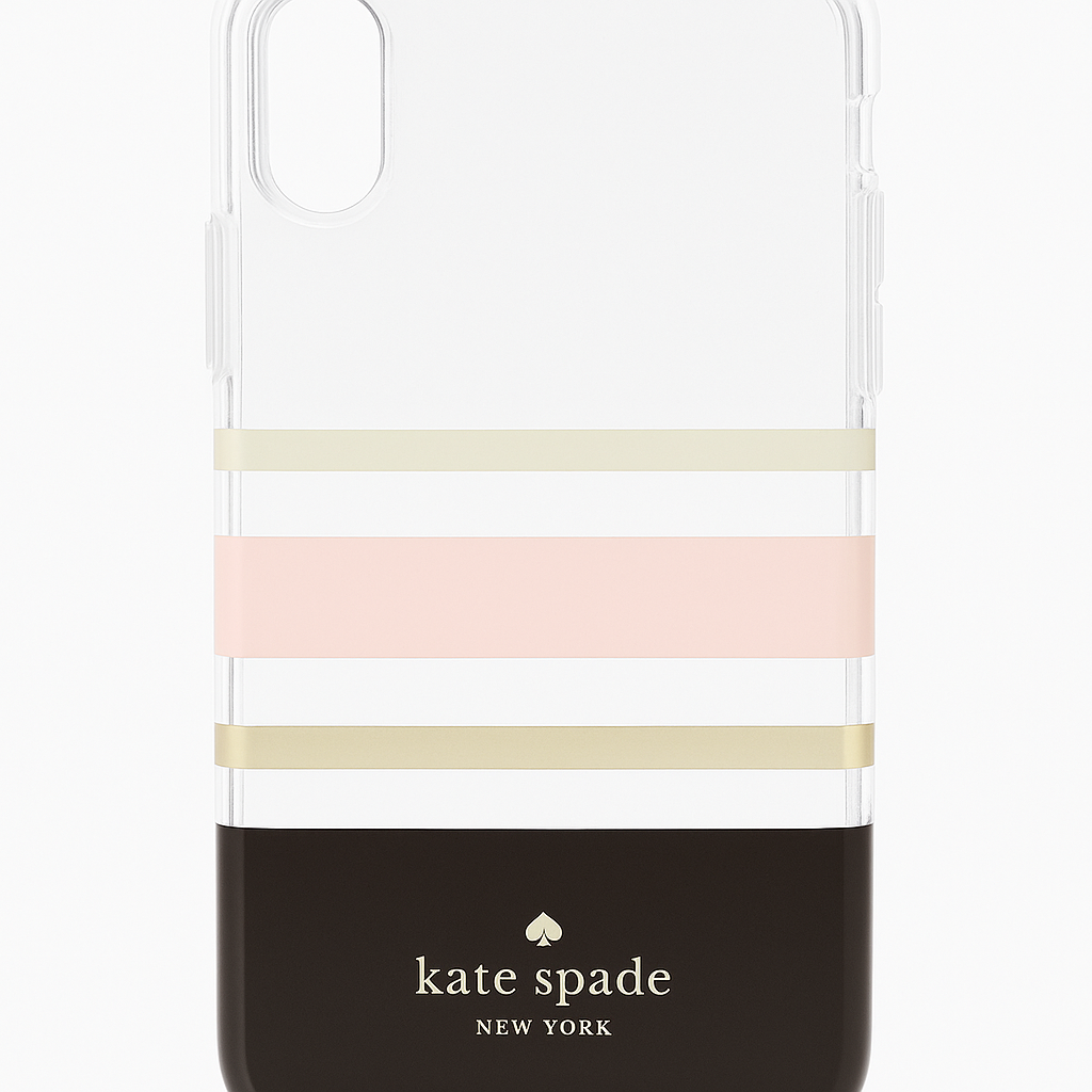 Kate Spade New York Protective Hardshell Case (1-Pc Comold) For Iphone Xs & Iphone X - Charlotte Stripe Black/Cream/Blush/Gold Foil