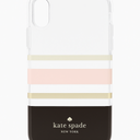 Kate Spade New York Protective Hardshell Case (1-Pc Comold) For Iphone Xs & Iphone X - Charlotte Stripe Black/Cream/Blush/Gold Foil