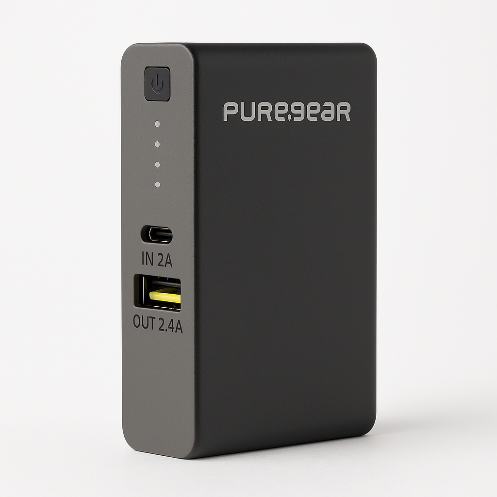 Puregear 5,200mah Purejuice Portable Charger, Ultra-Compact, 2.4a Output Port, Aluminum Power Bank W/Ul-Approved Lg Battery Cell, High-Speed Patented Charging External Cellphone Charger, Black