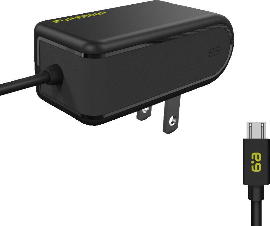 PUREGEAR MICROUSB 12W 2.4A TRAVEL WALL CHARGER BLACK
