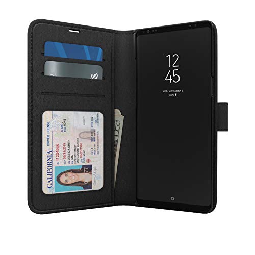 Skech Drop Tested Protective Polo Book Vegan Leather Wallet Cover With Detachable Case And Stand For Samsung Galaxy Note 10+ (Wireless Charging Compatible) - Black
