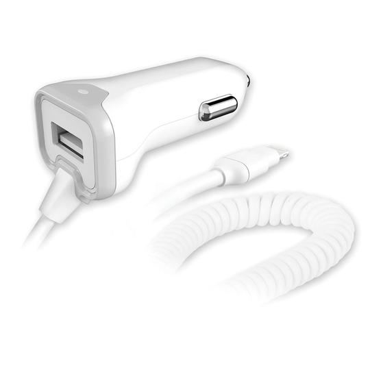 QMADIX - VEHICLE POWER CHARGER WITH AUXILIARY USB PORT FOR LIGHTNING DEVICE