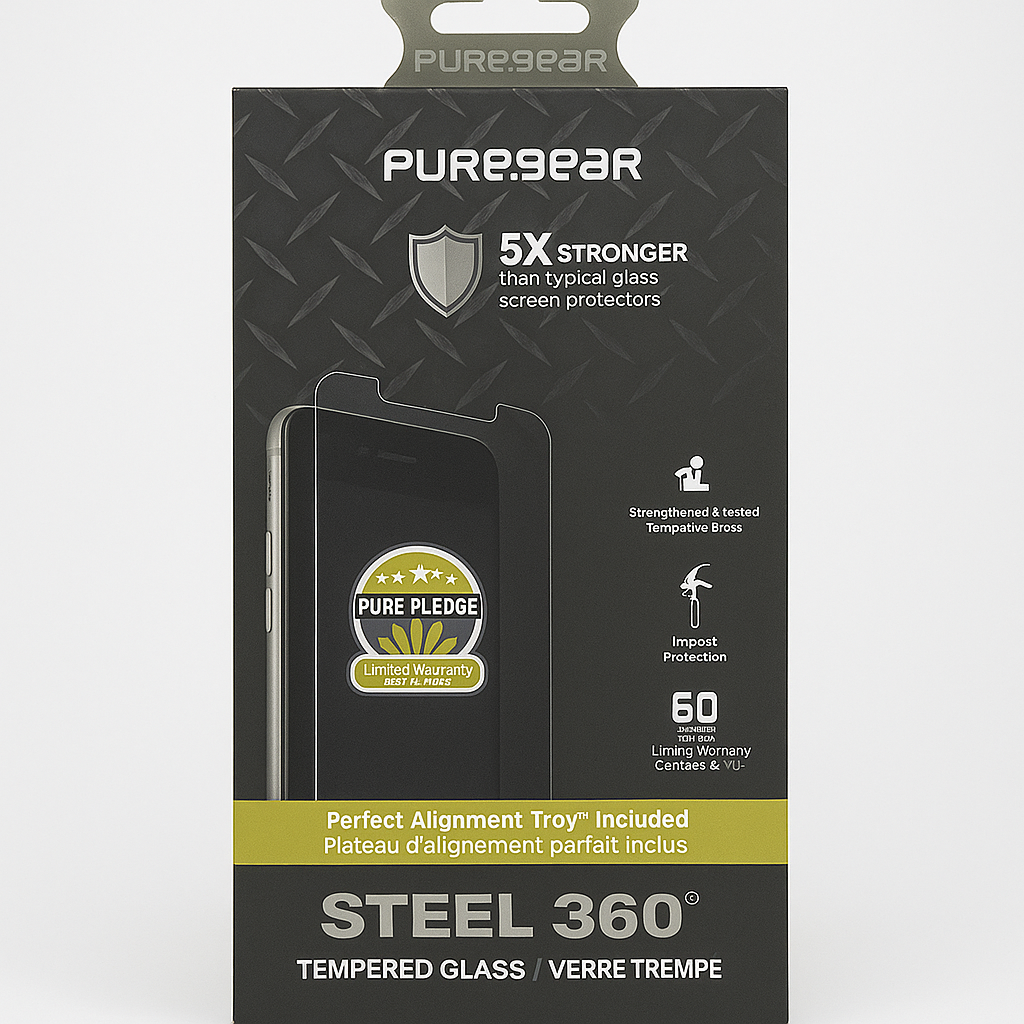 Puregear Steel 360 Tempered Glass W/Perfect Alignment Tray + Pure Pledge Program For Apple Iphone 6 Plus/6s Plus/7 Plus/8 Plus