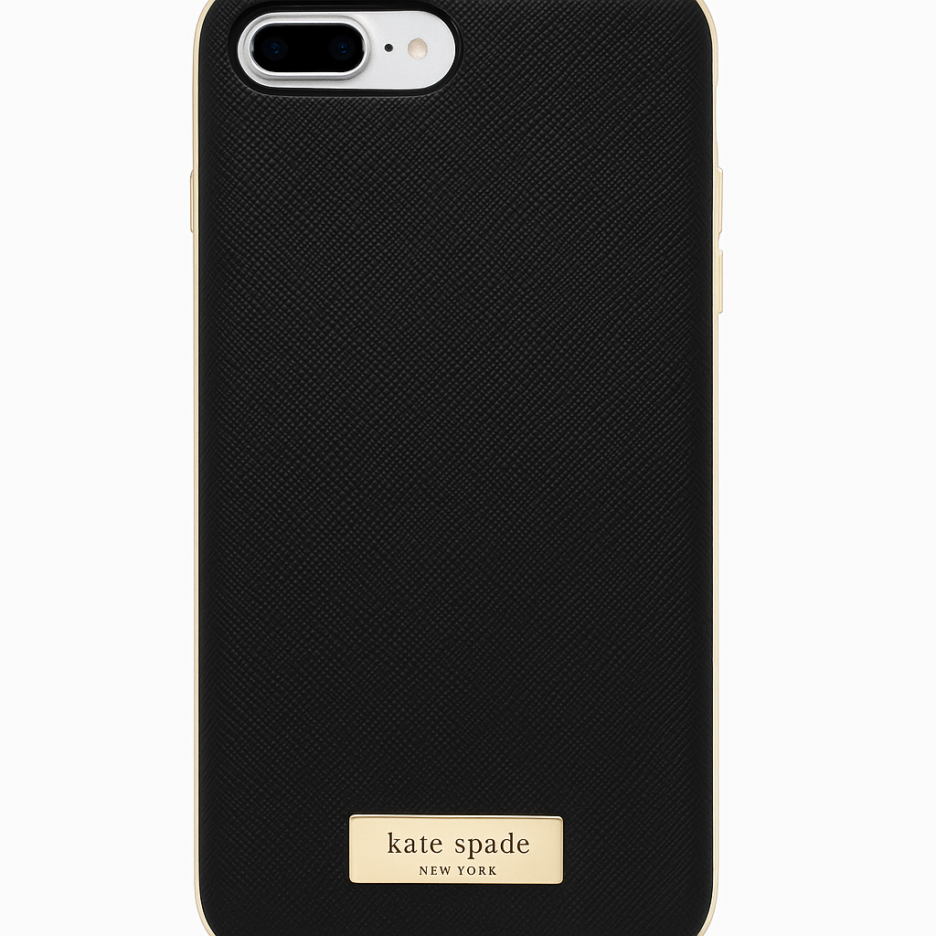 Kate Spade New York Wrap Case [Shock Absorbing] Fits Apple Iphone 7 Plus - Saffiano Black/Gold Logo Plate