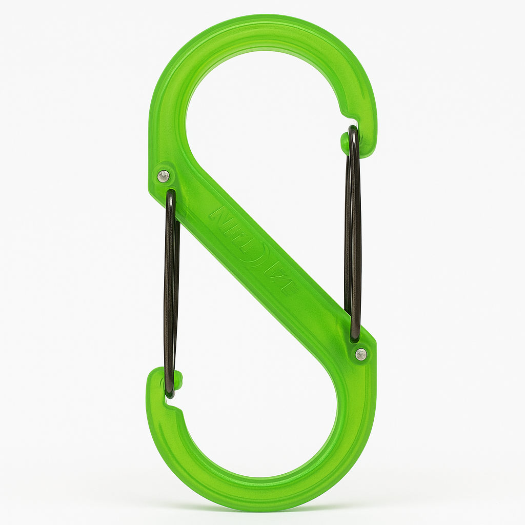 Nite Ize S-Biner Plastic Size-4 Double-Gated Carabiner, Lightweight Yet Strong, Transparent Lime