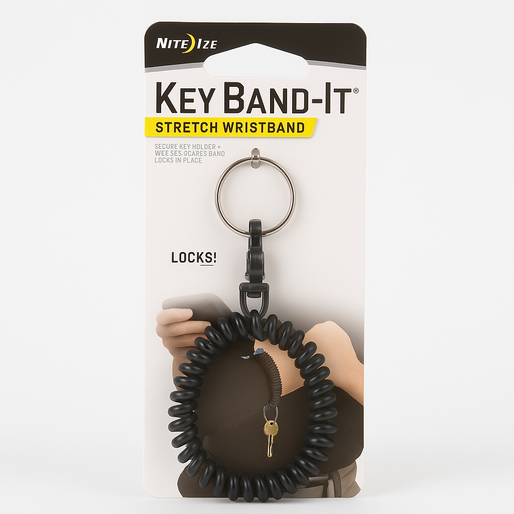 Nite Ize Key Band-It, Stretch Wristband Key Chain With S-Biner Clip, Smoke