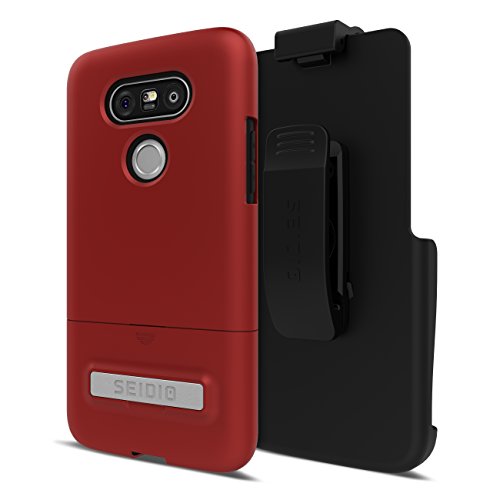 Seidio Surface Cell Phone Case With Kickstand And Holster For Lg G5 - Retail Packaging - Dark Red/Black