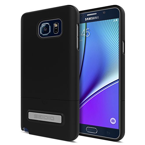 Seidio® Surface With Metal Kickstand Case (Black) For The Galaxy Note 5 [Slim & Sleek]