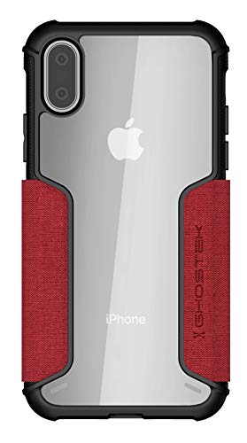 Ghostek Exec 3 Iphone Xs/X Card Case With Industrial Strength Military Drop Protection For Apple Iphone Xs/X 2018 | Supports Qi Wireless Charging | Works With Face Id | Red