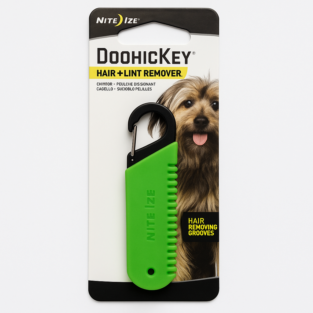 Nite Ize Doohickey Hair + Lint Remover, Compact Pet Hair & Lint Remover, Clips To Keychain