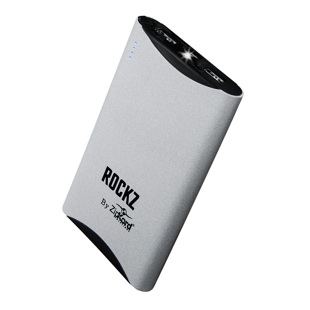 Zipkord Rockz External Power Bank 7000 Dual Usb Port- Gray/Black