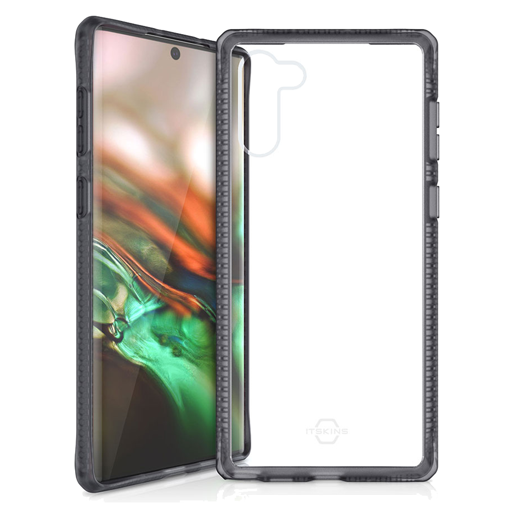 Itskins Hybrid Frost Protective Phone Case Compatible With Galaxy Note10, Slim Hybrid Case, Anti-Yellowing, And Heavy Duty Shockproof Cover, Military Phone Case | Black And Transparent