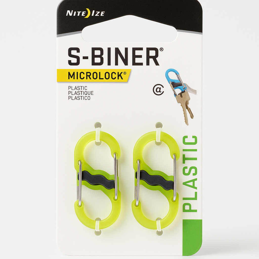 Nite Ize S-Biner Microlock Polycarbonate - 2 Pack - Lime