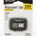 Nite Ize Radiant 200 Headlamp, 200 Lumen Headlight With Red + White Led'S, Water Resistant With Four Modes