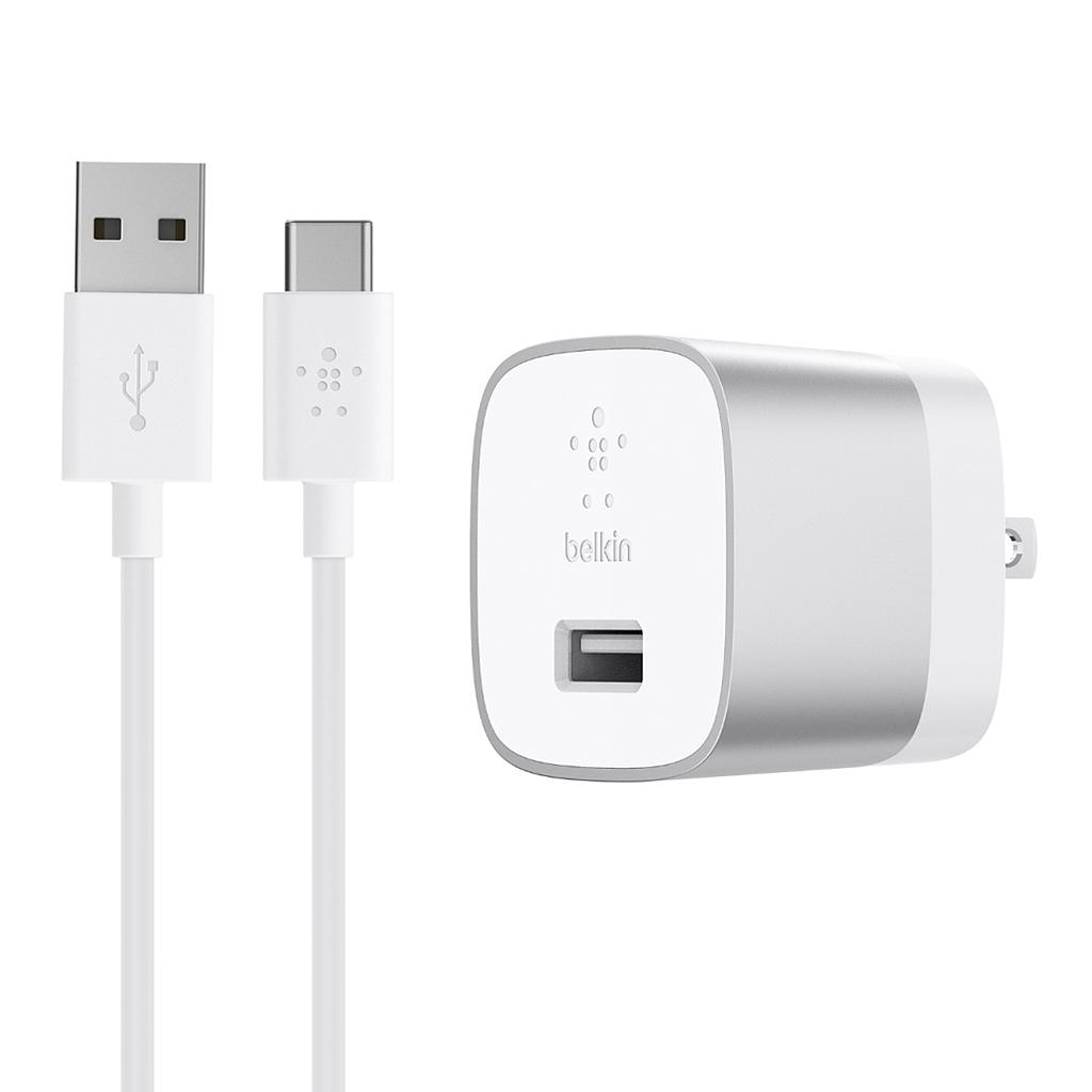 BELKIN 3.0 HOME CHARGER WITH USB-A TO USB-C CABLE, SILVER
