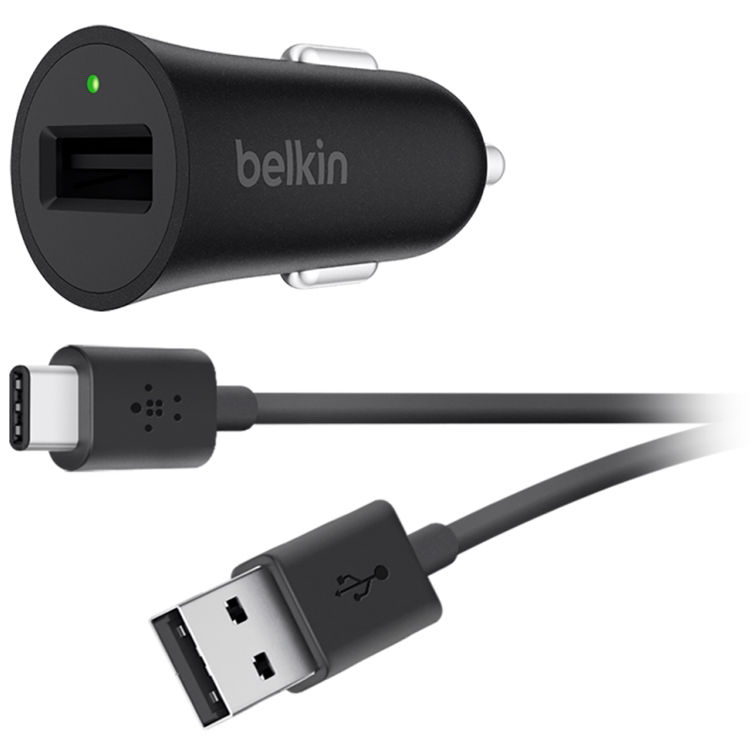 BELKIN BOOST↑UP QUICK CHARGE 3.0 18W CAR CHARGER WITH 4' USB-A TO USB-C CABLE - BLACK