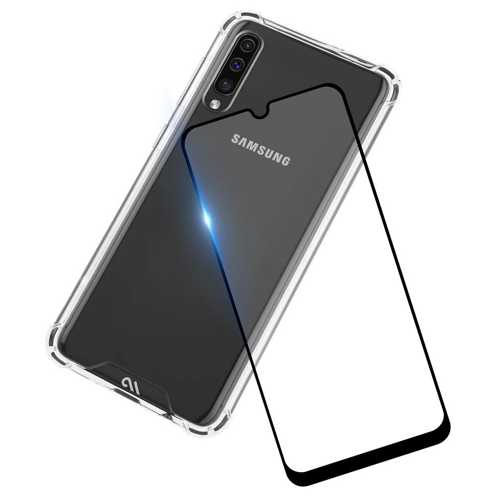 Case-Mate - Samsung Galaxy A50 Case + Glass Screen Protector Bundle - Tough - Clear