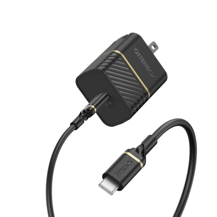OTTERBOX USB-C TO USB-C FAST CHARGE WALL CHARGING KIT 18W - BLACK SHIMMER