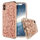 Apple Iphone X (2017) Iphone Xs (2018) Case - Rose Gold | Treasure Series | Transparent Sparkling Glitter Flakes | 2 Meters Military Grade Drop Tested | Scratch Resistant | Shockproof - 5.8 Inch