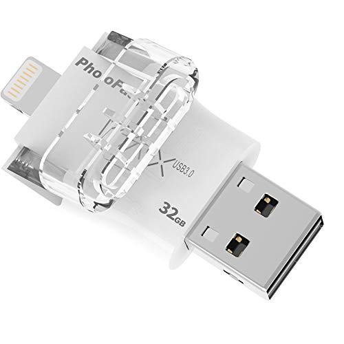 [PHOTOFAST] GIGASTONE 32GB IPHONE FLASH DRIVE, LIGHTNING AND PC USB 3.0, SUPER APP FOR IOS IPAD, BACKUP FACEBOOK INSTAGRAM DROPBOX GOOGLE DRIVE CONTACTS 4K VIDEO MUSIC, FULL IPHONE BACKUP
