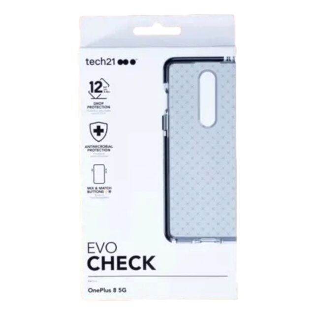 TECH21 EVO CLEAR CASE FOR ONEPLUS 8 5G - SMOKEY/BLACK