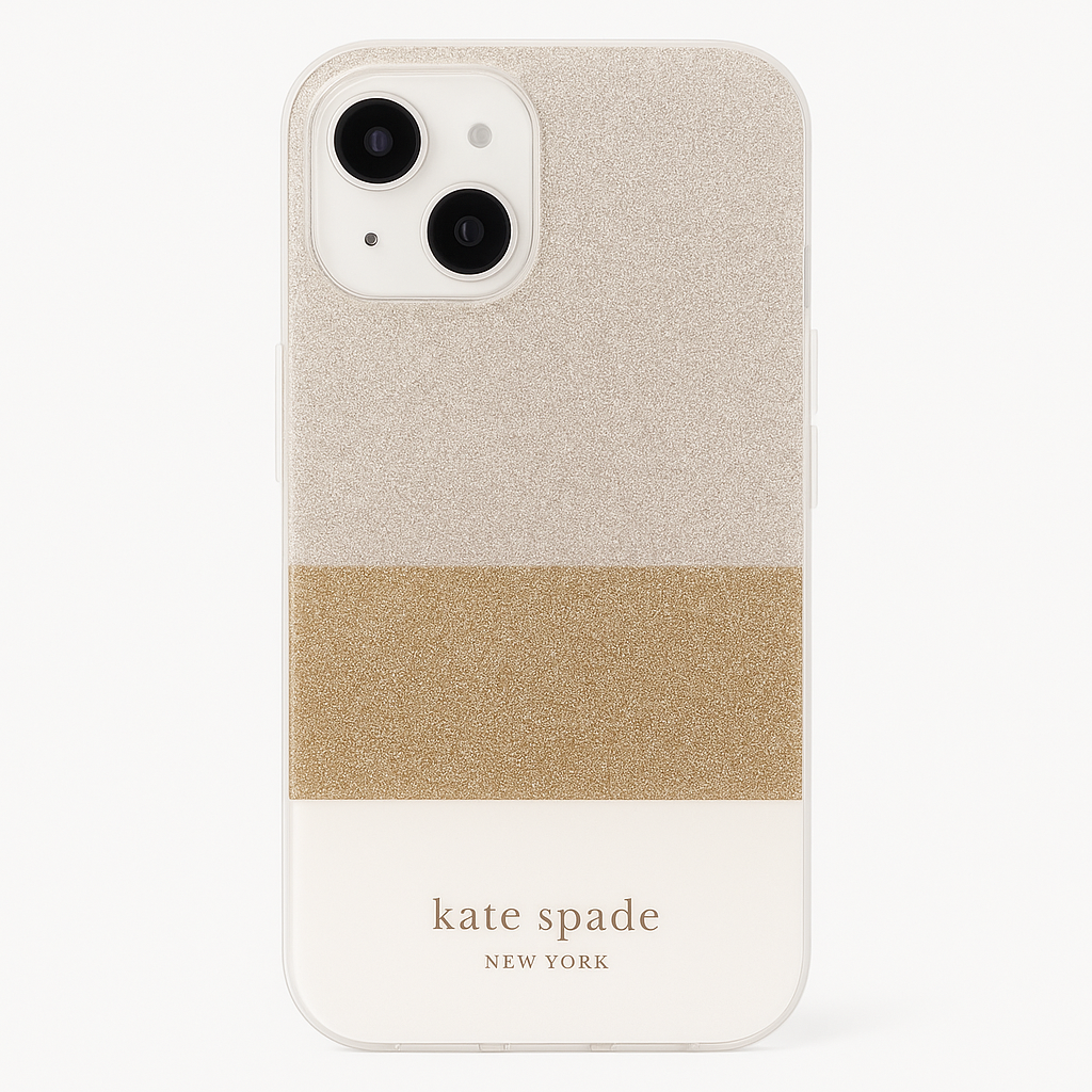 Kate Spade New York Protective Hardshell Case For Iphone 13 - Glitter Block White