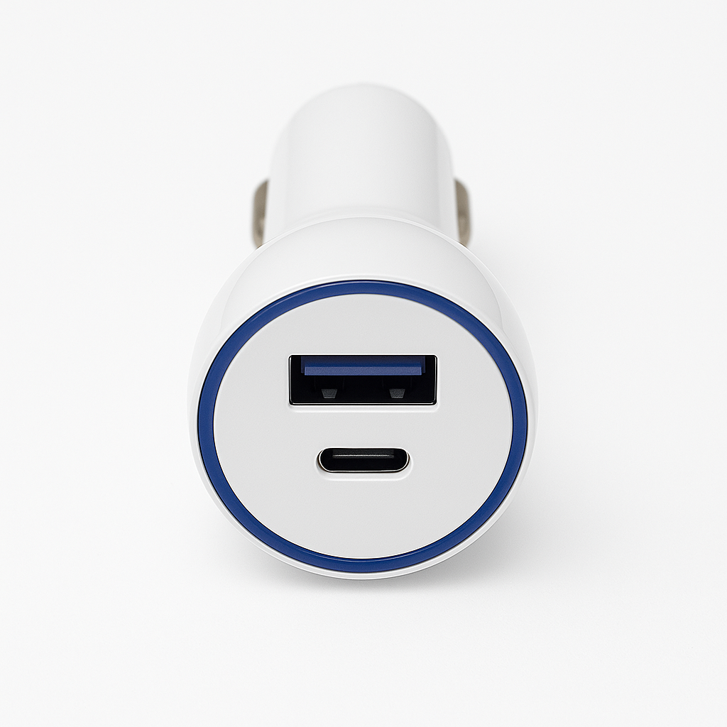 Puregearlightspeed - 30w Dual Port Usb-A + Usb-C Pd Car Charger - White