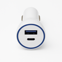 Puregearlightspeed - 30w Dual Port Usb-A + Usb-C Pd Car Charger - White