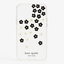 Kate Spade New York Protective Hardshell Case For Iphone 12 Mini - Scattered Flowers Black/White/Gold Gems/Clear/White Bumper