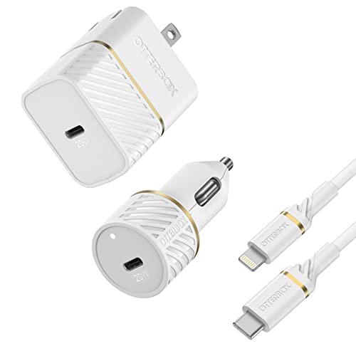 Otterbox Lightning To Usb-C Fast Charge Wall And Car Charging Kit, 20w - White