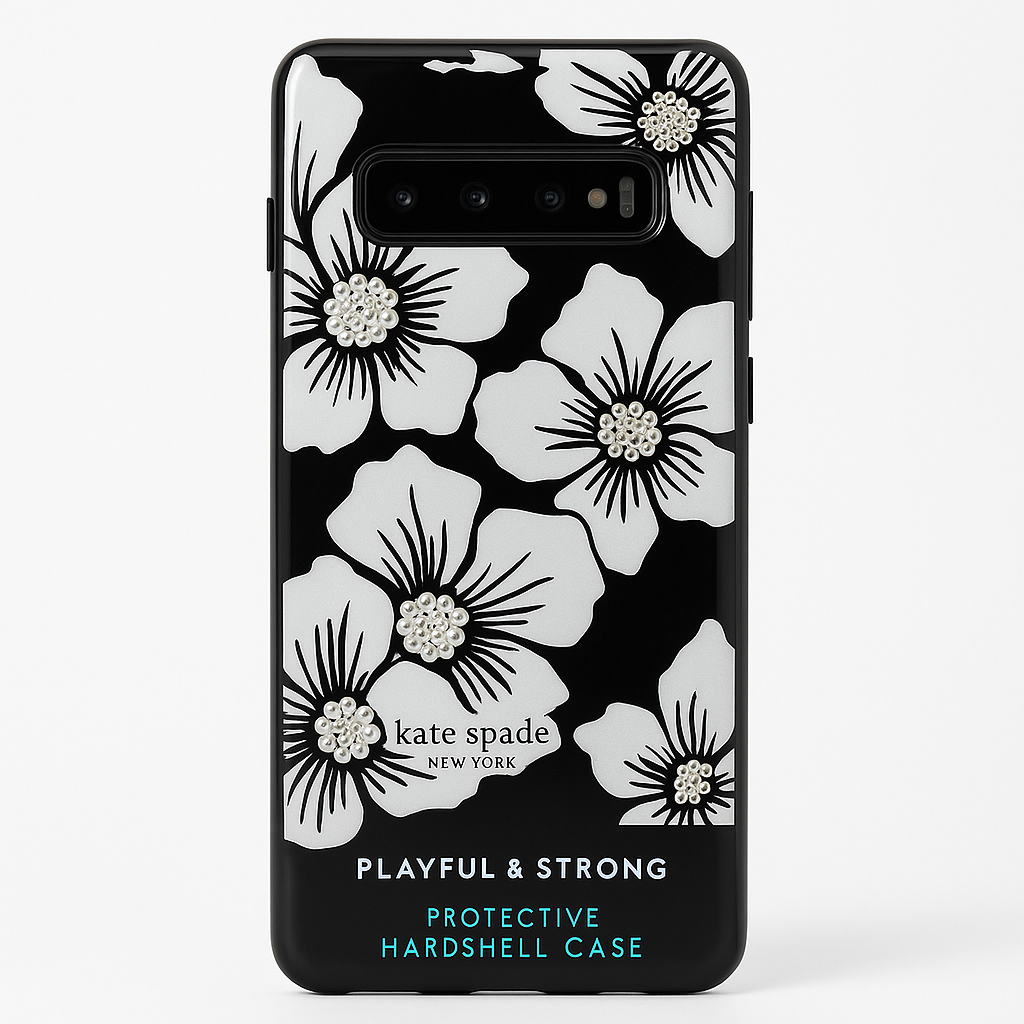 Kate Spade Defensive Hardshell Case For Galaxy S10 Plus - Hollyhock Cream/Clear