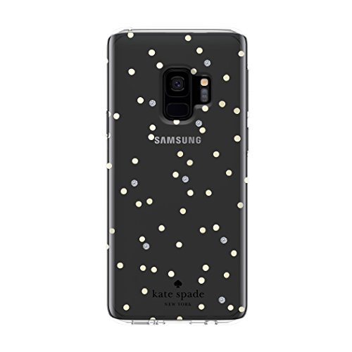 Kate Spade New York Protective Hardshell Case For Samsung Galaxy S9 - Multi Scatter Dot Gold / Clear With Stones