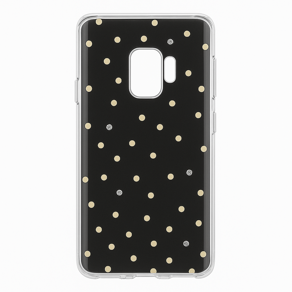 Kate Spade New York Protective Hardshell Case For Samsung Galaxy S9 - Multi Scatter Dot Gold / Clear With Stones