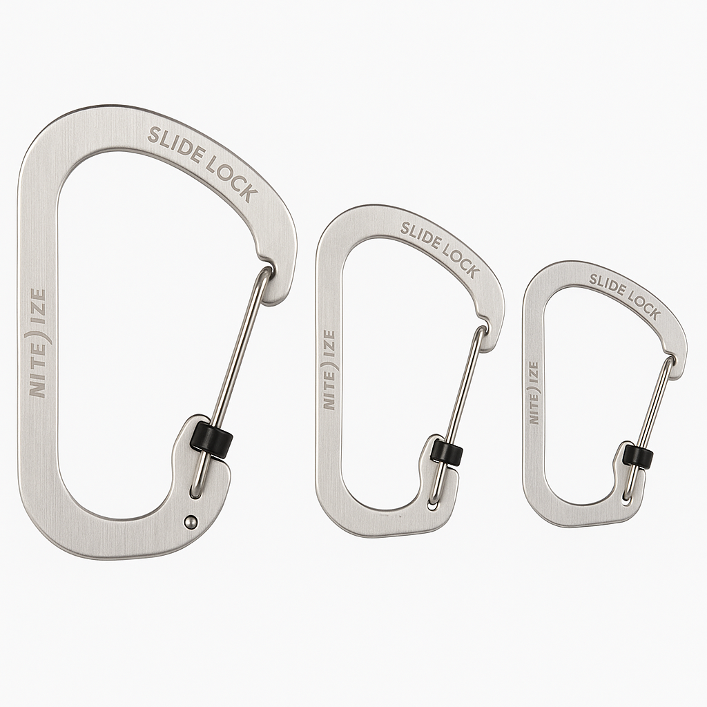 Slidelock Carabiner, Stainless, Sizes #2,3,4, Stainless