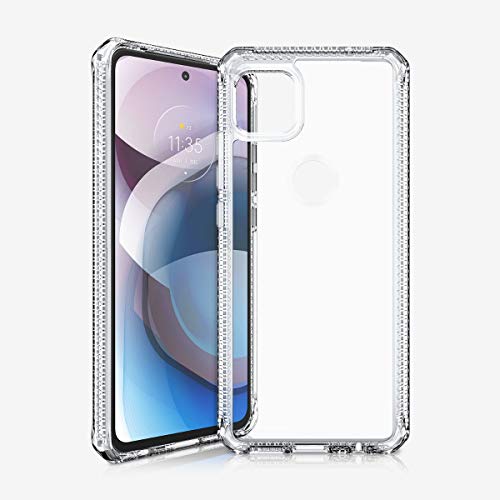Itskins Hybrid // Clear For Moto One 5g Ace (2021) Usa Version, Protective Phone Case, Slim Hybrid Case, Anti-Yellowing, And Heavy Duty Shockproof Cover, Military Phone Case - Transparent
