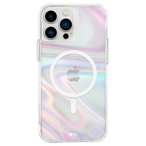 Case-Mate Soap Bubble Iphone 13 Pro Max Case [10ft Drop Protection] [Compatible With Magsafe] Luxury Phone Case For Iphone 13 Pro Max - Iridescent Swirl Effect, Anti-Scratch, Shockproof - Iridescent