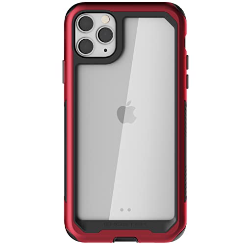 Ghostek Atomic Slim Iphone 11 Pro Case Clear Metal Phone Cover Heavy-Duty Protection Military Grade Protective Armor And Wireless Charging Compatible For 2019 (Red, Iphone 11)