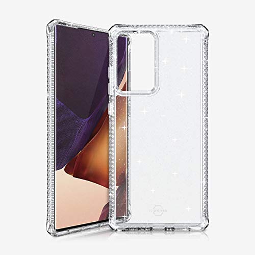 Itskins Hybrid Spark Protective Phone Case Glitter Compatible With Samsung Galaxy Note 20 Ultra, Slim Hybrid Case, Anti-Yellowing, And Heavy Duty Shockproof Cover, Military Phone Case | Transparent