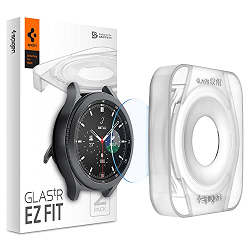 Spigen Tempered Glass Screen Protector [Glastr Ez Fit] Designed For Galaxy Watch 4 Classic (46mm) - 2 Pack