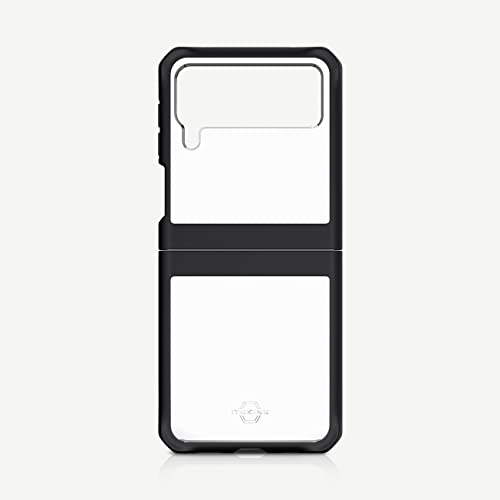 Itskins Hybrid Solid Protective Phone Case Compatible With Galaxy Z Flip3 5g, Slim Hybrid Case, Anti-Yellowing, And Heavy Duty Shockproof Cover, Military Phone Case | Black And Transparent