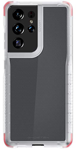 GHOSTEK COVERT SAMSUNG S21 ULTRA CASE CLEAR PROTECTIVE PHONE COVER WITH DURABLE SLIM DESIGN GRIP HEAVY DUTY PROTECTION WIRELESS CHARGING COMPATIBLE 2021 CASE FOR S21 ULTRA 5G (6.8INCH) (PHANTOM CLEAR)