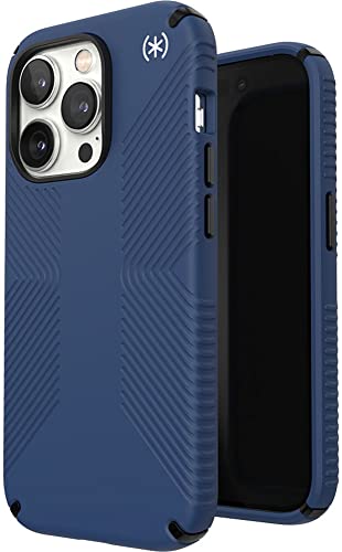 Speck Iphone 14 Pro Case - Drop Protection, Scratch Resistant, Dual Layer Slim Phone Case For 6.1 Inch Iphones - Built For Magsafe - Anti-Fade Case - Presidio2 Grip-Coastal Blue/Black/White
