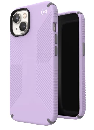 Speck Iphone 14 & Iphone 13 Case - Drop Protection, Scratch Resistant, Dual Layer Slim Phone Case For 6.1 Inch Iphones 14 - Built For Magsafe - Presidio2 Grip - Spring Purple/Cloudy Grey/White