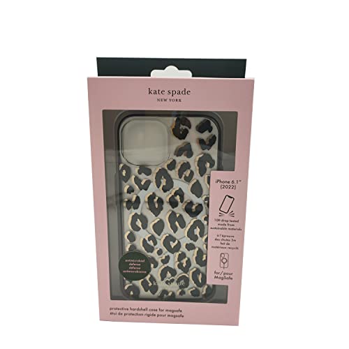 KATE SPADE NEW YORK PROTECTIVE HARDSHELL CASE COMPATIBLE WITH MAGSAFE FOR APPLE IPHONE 14 - CITY LEOPARD BLACK [KSIPH-234-CTLB]