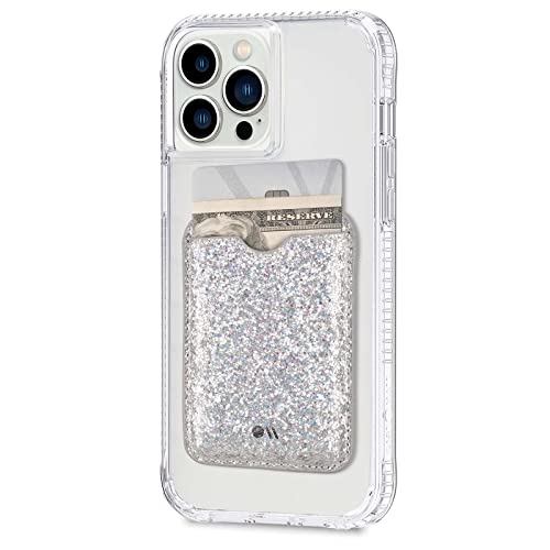 Case-Mate Magnetic Wallet For Iphone [Card Holder] [Holds Up To 3 Cards & Cash] - Vegan Leather Magsafe Wallet - Magnetic Phone Card Holder For Iphone 15 Pro Max / 15 Pro /14 Plus /14/13/12 - Sparkle
