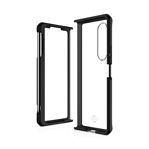 Itskins Hybrid Solid Protective Phone Case Compatible With Galaxy Z Fold3 5g, Slim Hybrid Case, Anti-Yellowing, And Heavy Duty Shockproof Cover, Military Phone Case | Black And Transparent
