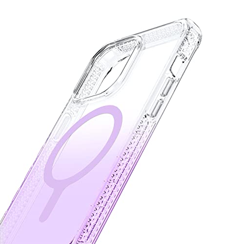 Itskins Supreme R // Ombre Magnetic Protective Phone Case Compatible With Iphone 14 Pro, Compatible With Magsafe, Slim Hybrid Case, Anti-Yellowing Military Shockproof Cover - Ombre Light Purple
