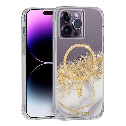 Case-Mate Iphone 14 Pro Max Case - Karat Marble [10ft Drop Protection] [Compatible With Magsafe] Magnetic Cover With Cute Bling Sparkle For Iphone 14 Pro Max 6.7", Anti-Scratch, Shock Absorbent, Slim