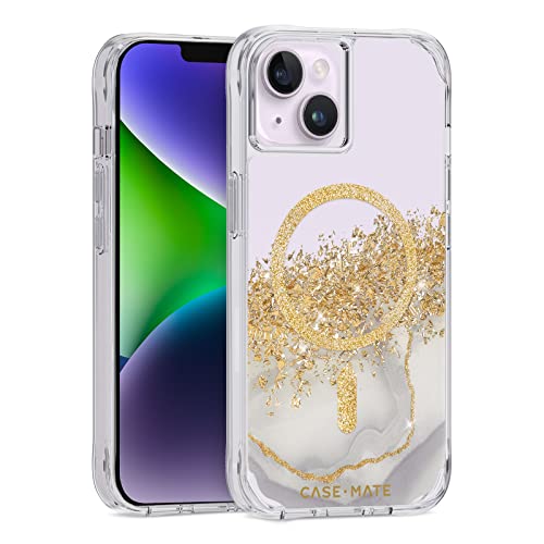 Case-Mate Iphone 14/13 Case - Karat Marble [10ft Drop Protection] [Compatible With Magsafe] Luxury Cover With Cute Bling Sparkle For Iphone 14/13 6.1", Anti-Scratch, Shock Absorbent