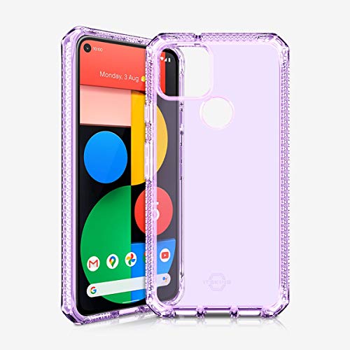 Itskins Spectrum Clear Protective Phone Case Compatible With Pixel 5, Slim Hybrid Case, Anti-Yellowing, And Heavy Duty Shockproof Cover, Military Phone Case - Light Purple